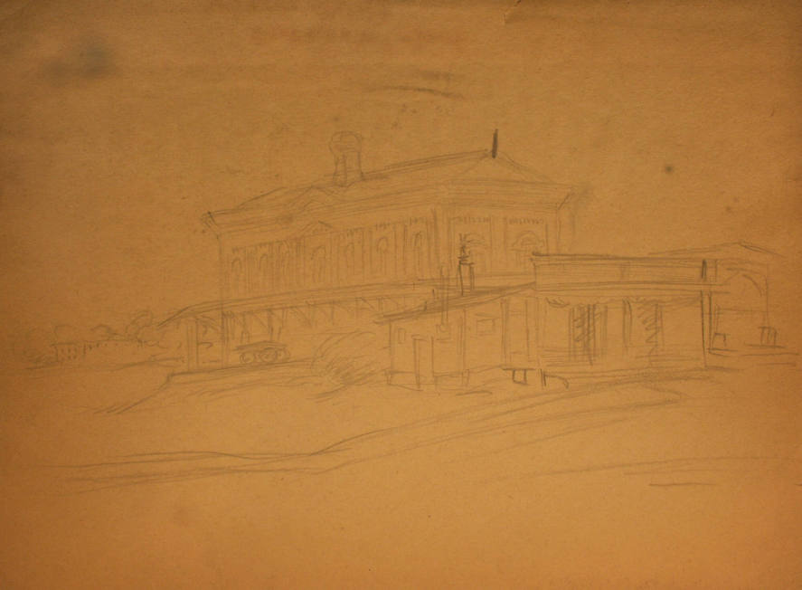 Sketch of railroad station