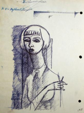 Woman with bangs and cigarette