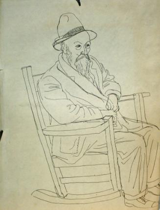 Bearded Man with Hat in Rocker