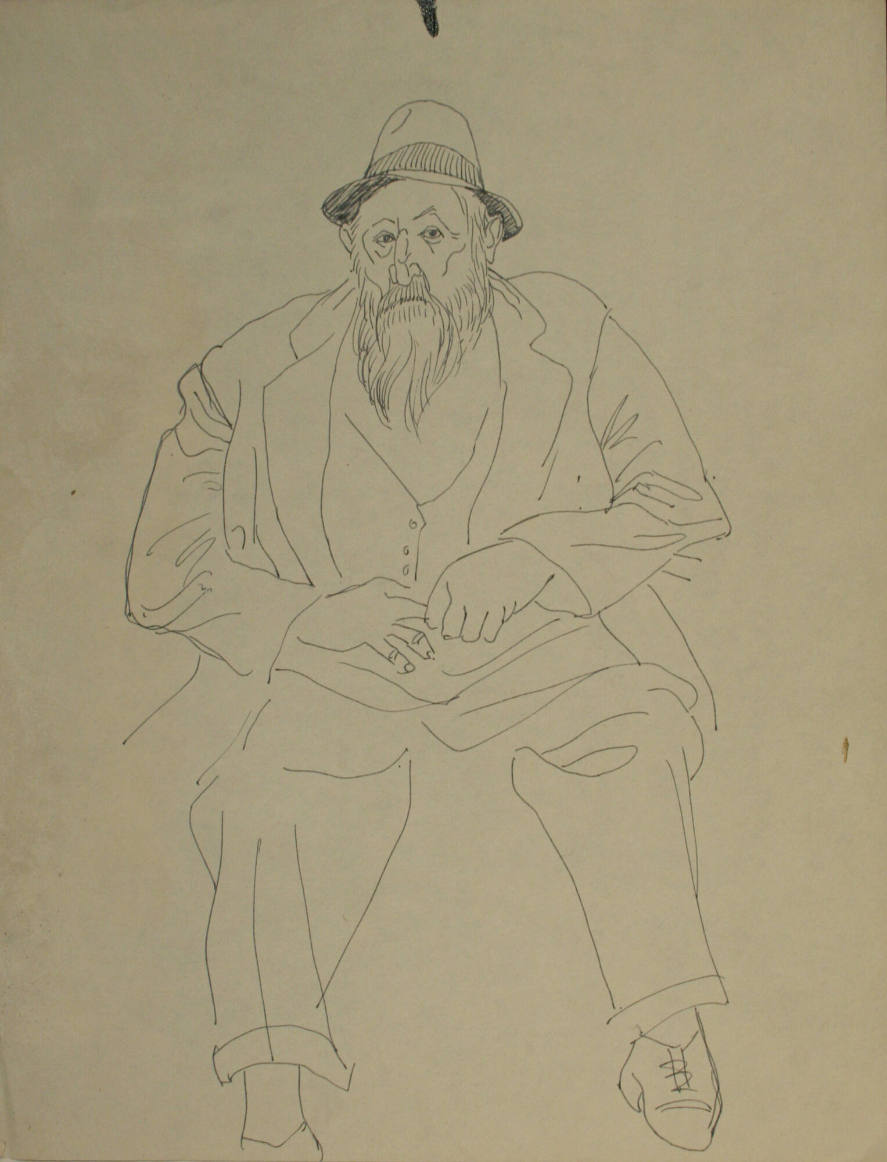 Full Portrait of Bearded Man with Hat and Vest