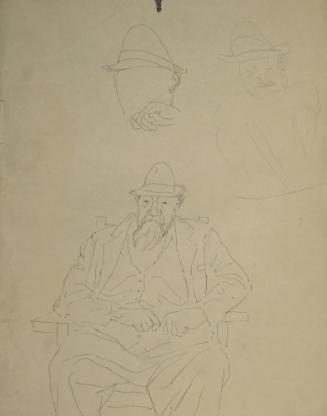 Bearded Man with Hat in Chair, Part of a Head; Man with Hat