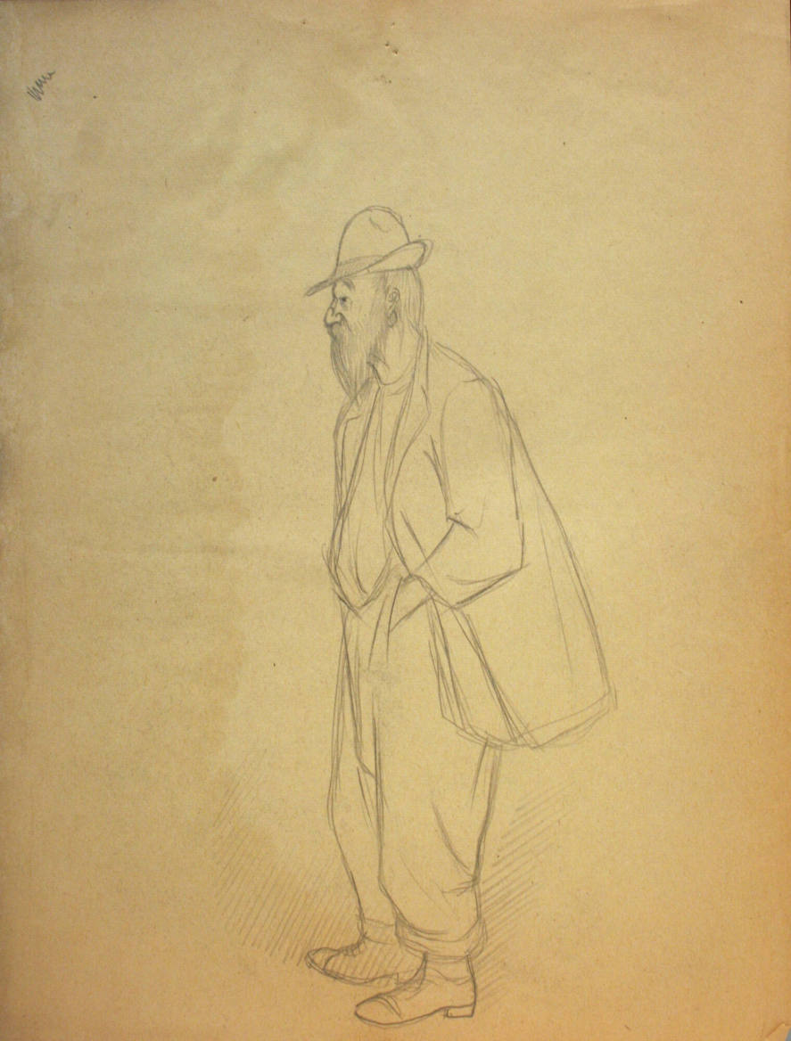 Bearded Man with Hat and Hands in Pockets