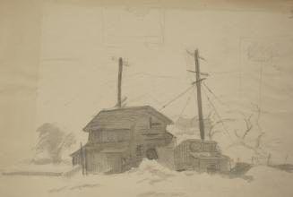 Houses and Shed in Front of Telephone Polls