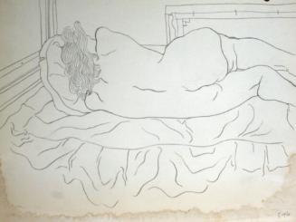 Nude woman lying down, from the rear