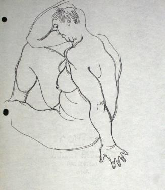 Nude woman sitting down