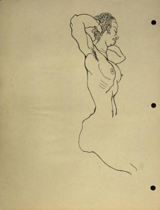 Nude woman sitting down