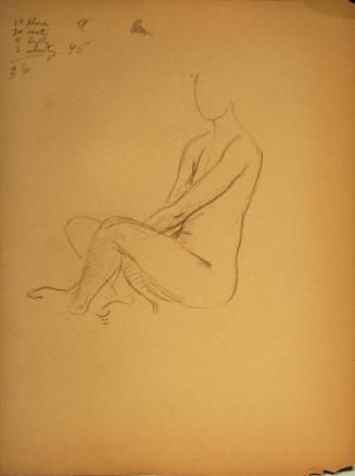 Nude woman sitting down