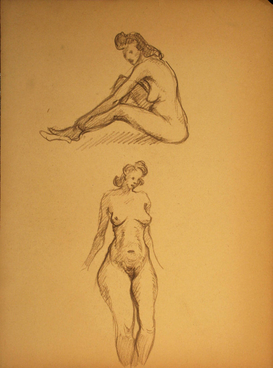 Nude women sitting down