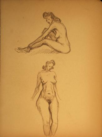 Nude women sitting down