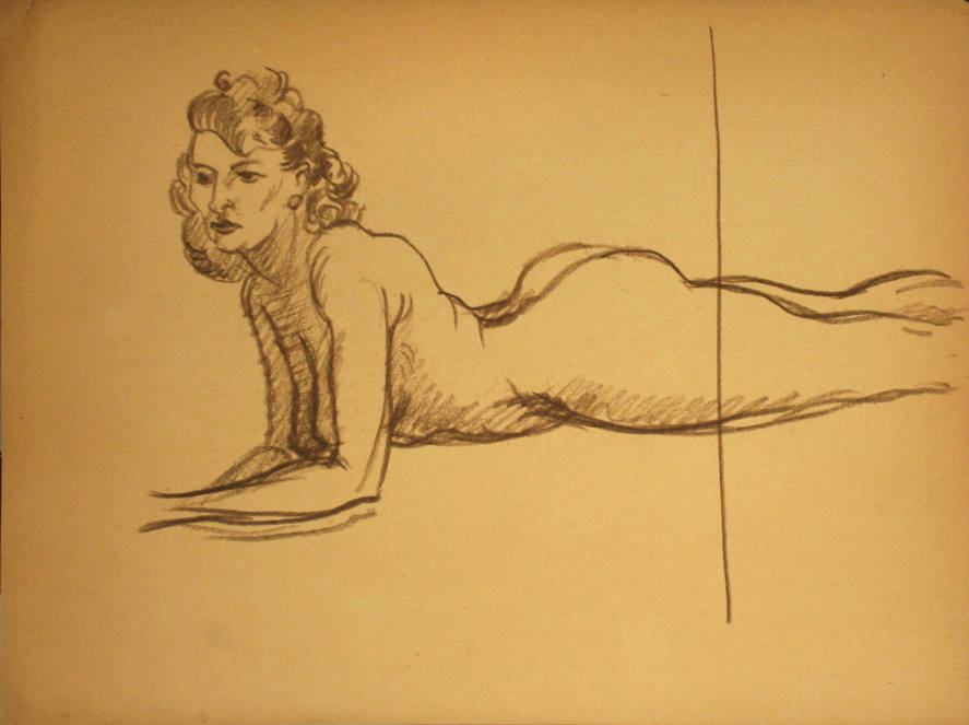 Nude woman lying down