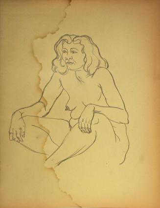 Nude woman sitting down