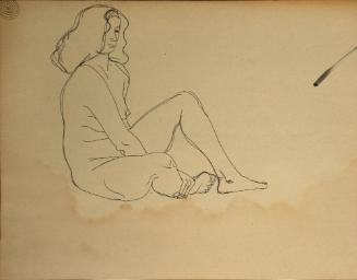 Nude woman sitting down