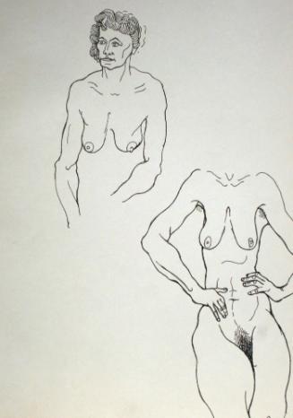 Nude woman from the waist up, nude woman standing without head