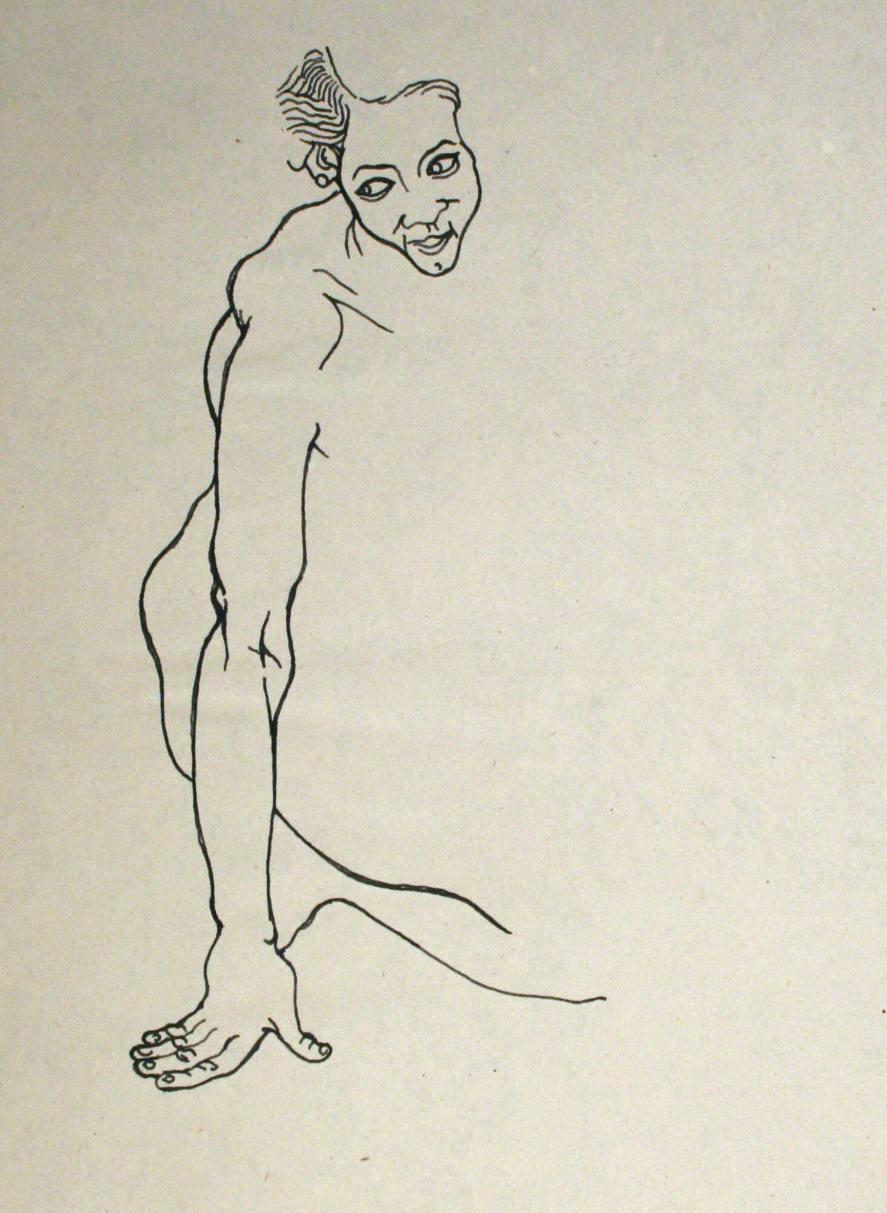 Nude woman sitting down, partial