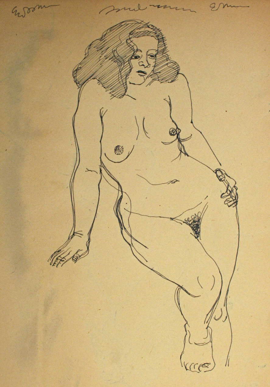 Nude woman standing, verso: 2 nude woman standing