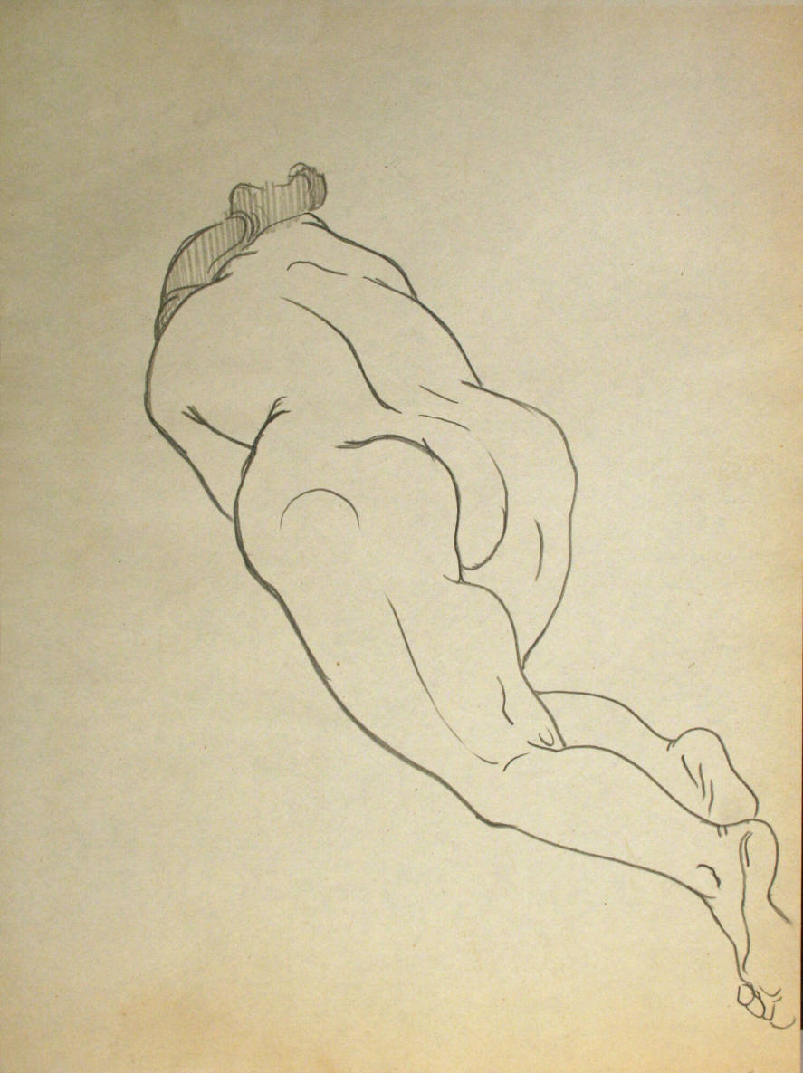 Nude woman lying down