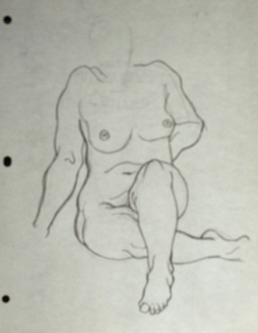 Seated nude woman, from neck down