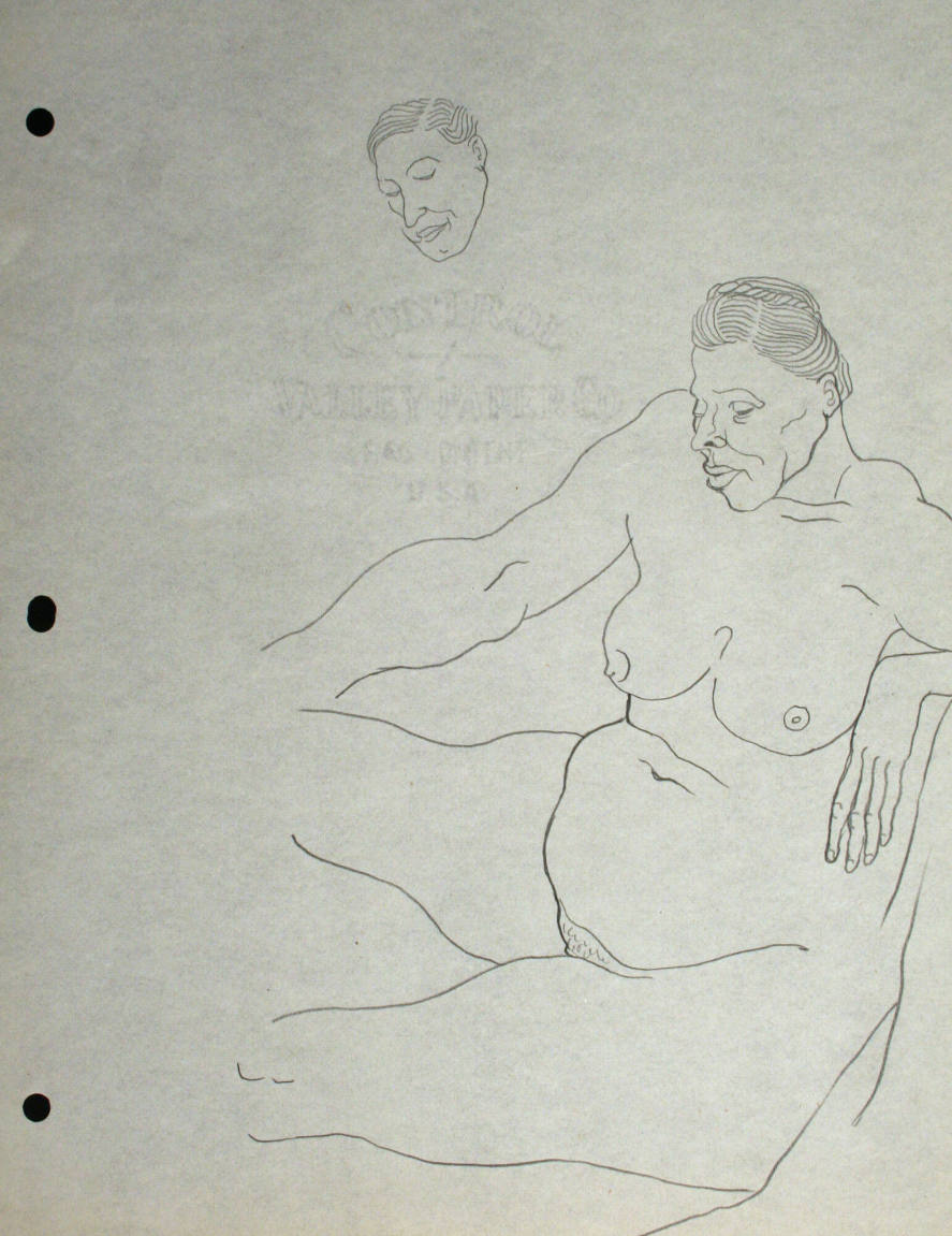 Seated nude woman and head