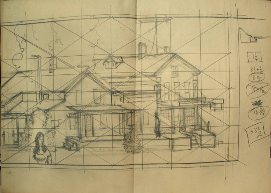 House with woman in front and transfer lines