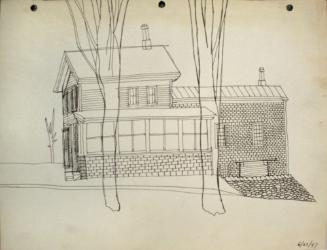 House with 2 trees, lower right corner "6/27/47"