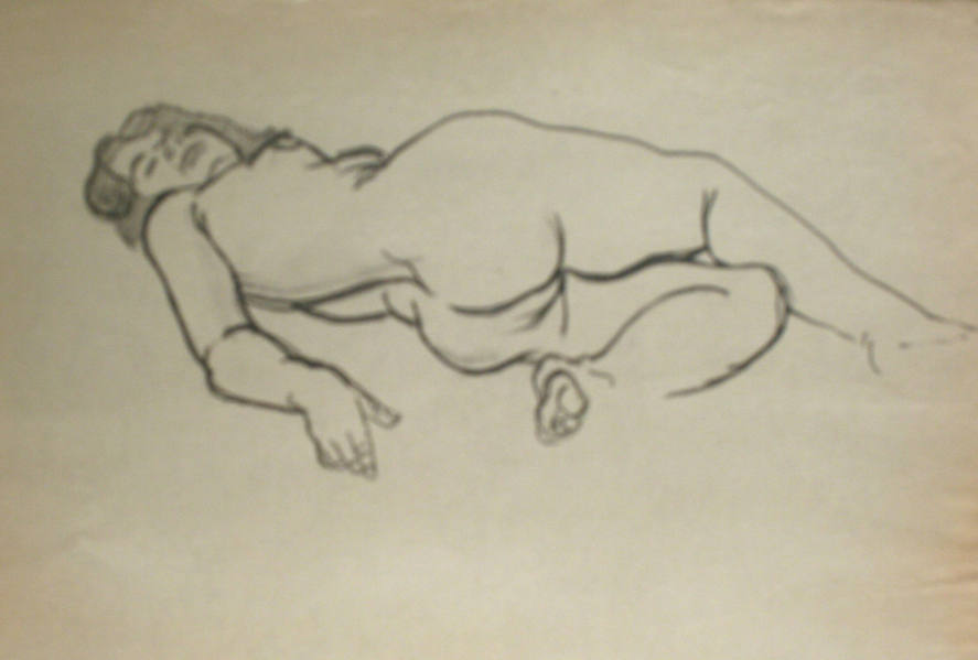 Nude woman lying down