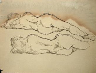 2 nude women lying down