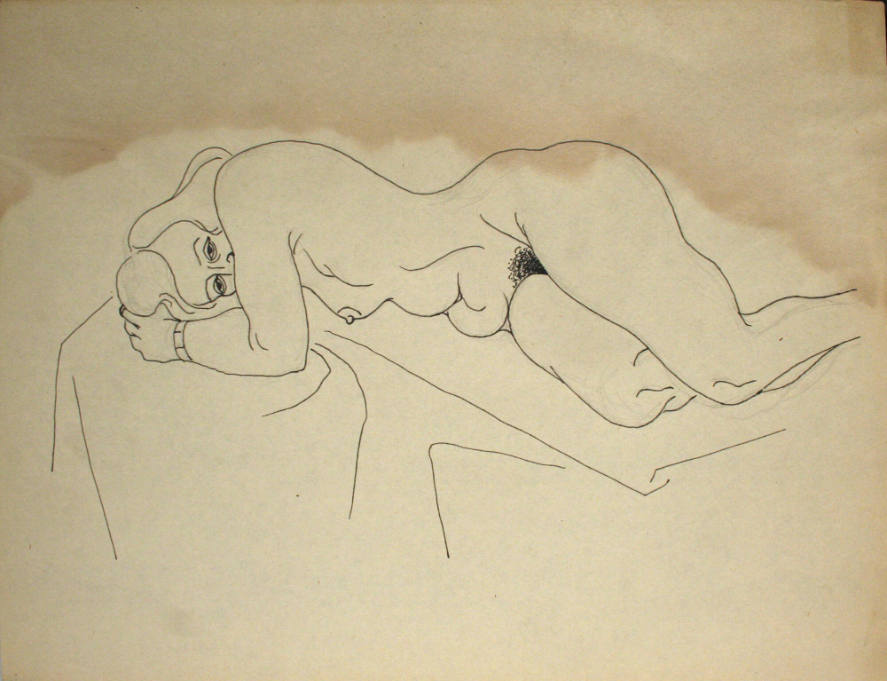 Nude woman lying down