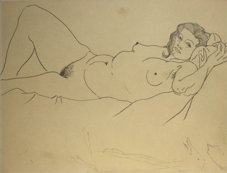 Nude woman lying down