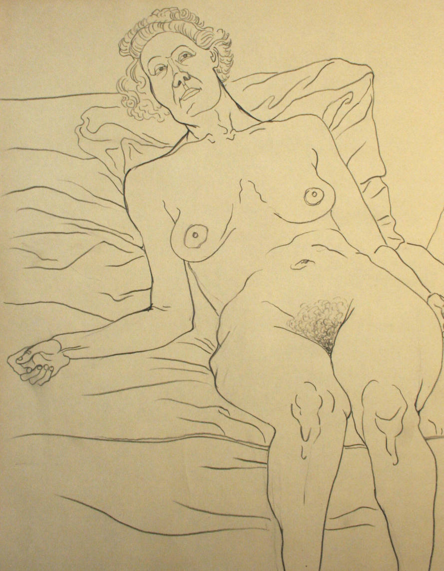 Nude woman lying down