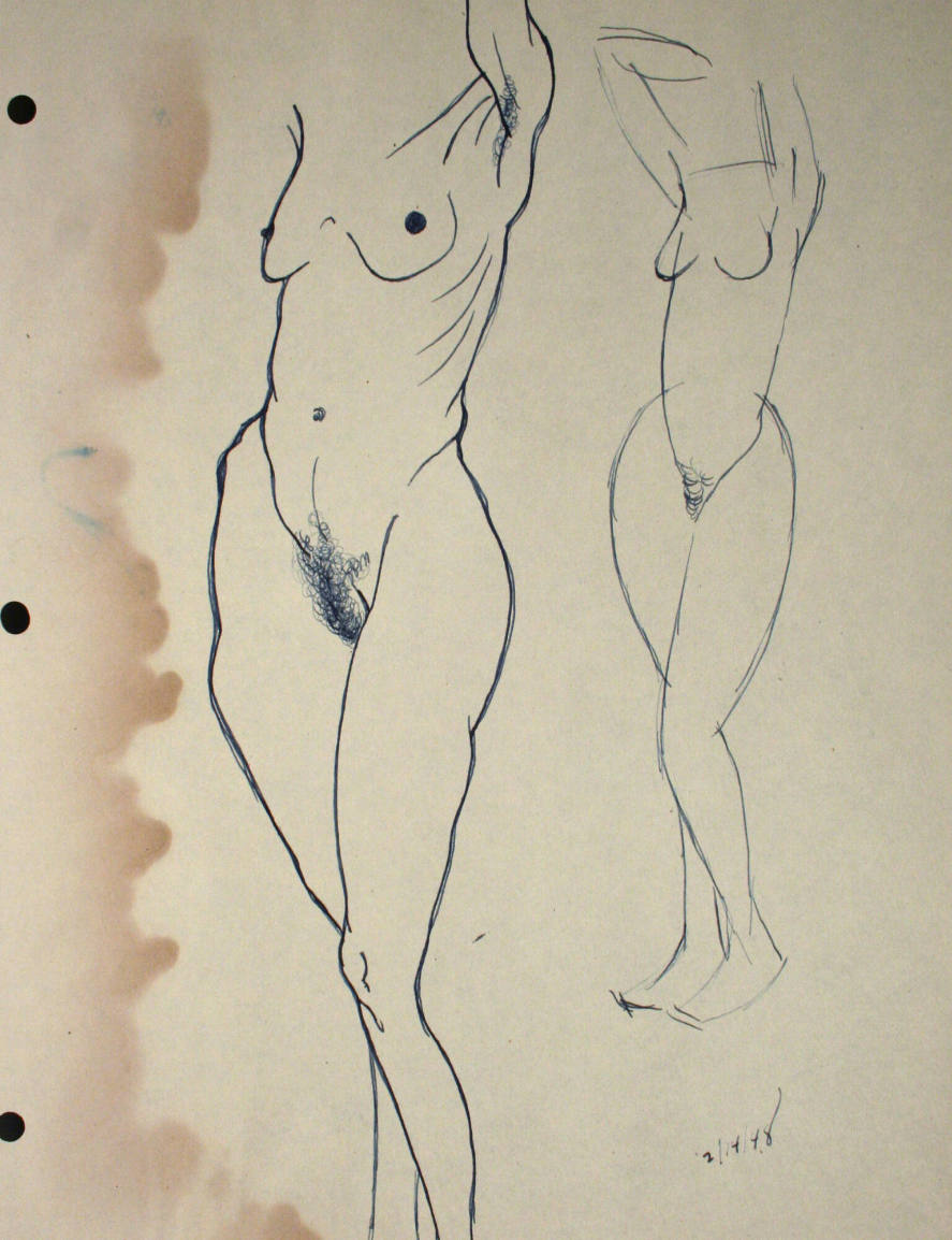 2 nude woman sitting down