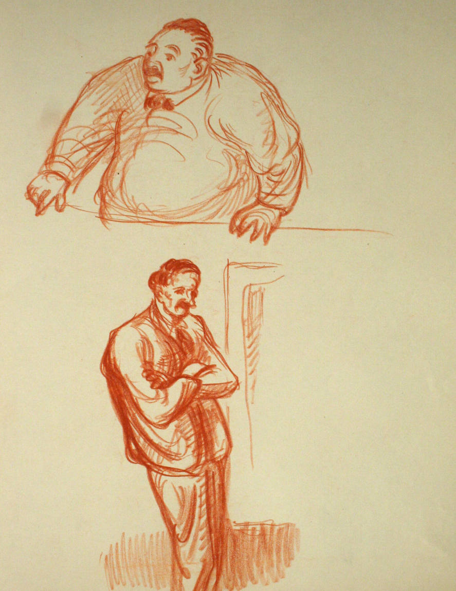 Fat man and man with folded arms