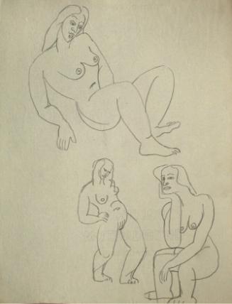 Graphic depictions of sexual contact, featuring three nude women, two of which are sitting down