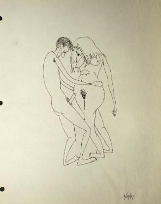 Graphic depictions of sexual contact, featuring a nude man and woman