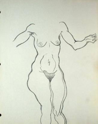 Nude woman standing without head