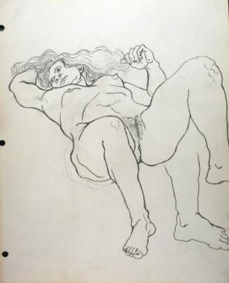 Nude woman lying down, 1 foot