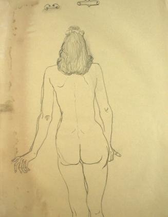 Nude woman standing, from the rear