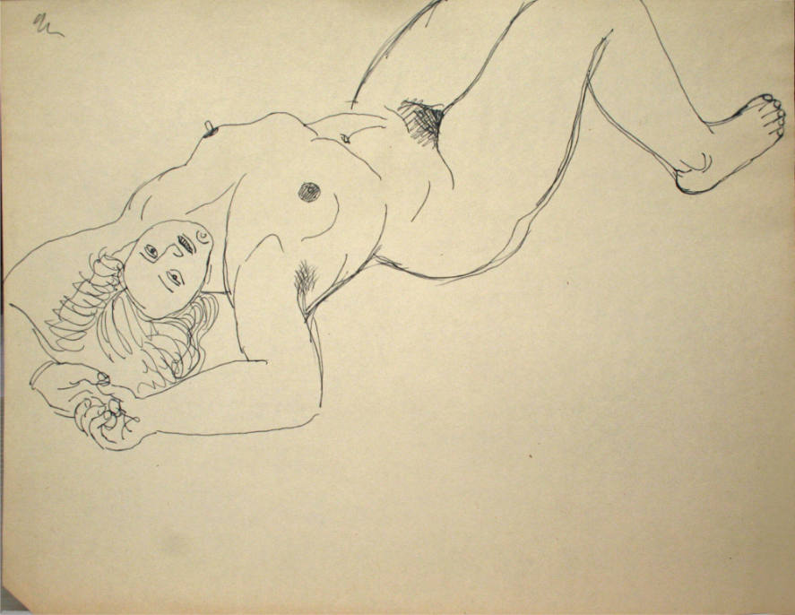 Nude woman lying down