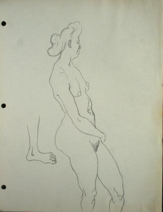 Nude woman standing and foot