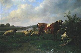 Landscape with Bull and Sheep