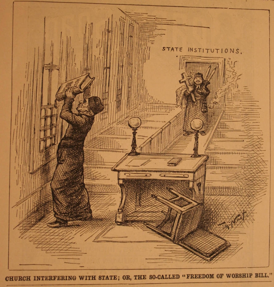 "Church Interfering With State" from Harper's Weekly, February 21, 1885