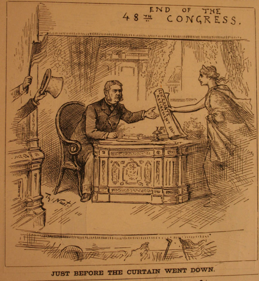 "Just Before The Curtain Went" from Harper's Weekly, March 14, 1885