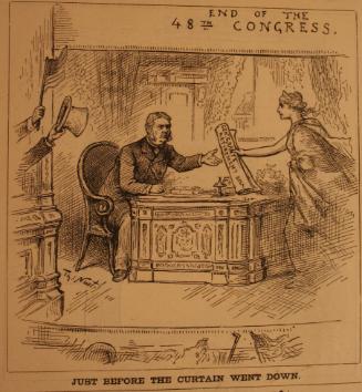 "Just Before The Curtain Went" from Harper's Weekly, March 14, 1885