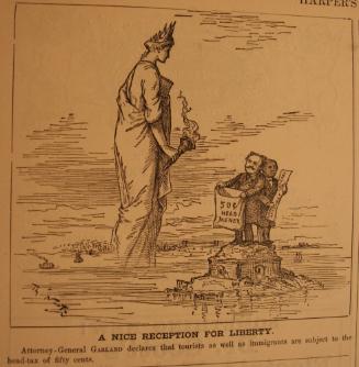 "A Nice Reception For Liberty" from Harper's Weekly, June 6, 1885