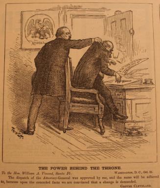 "The Power Behind The Throne" from Harper's Weekly, November 7, 1885