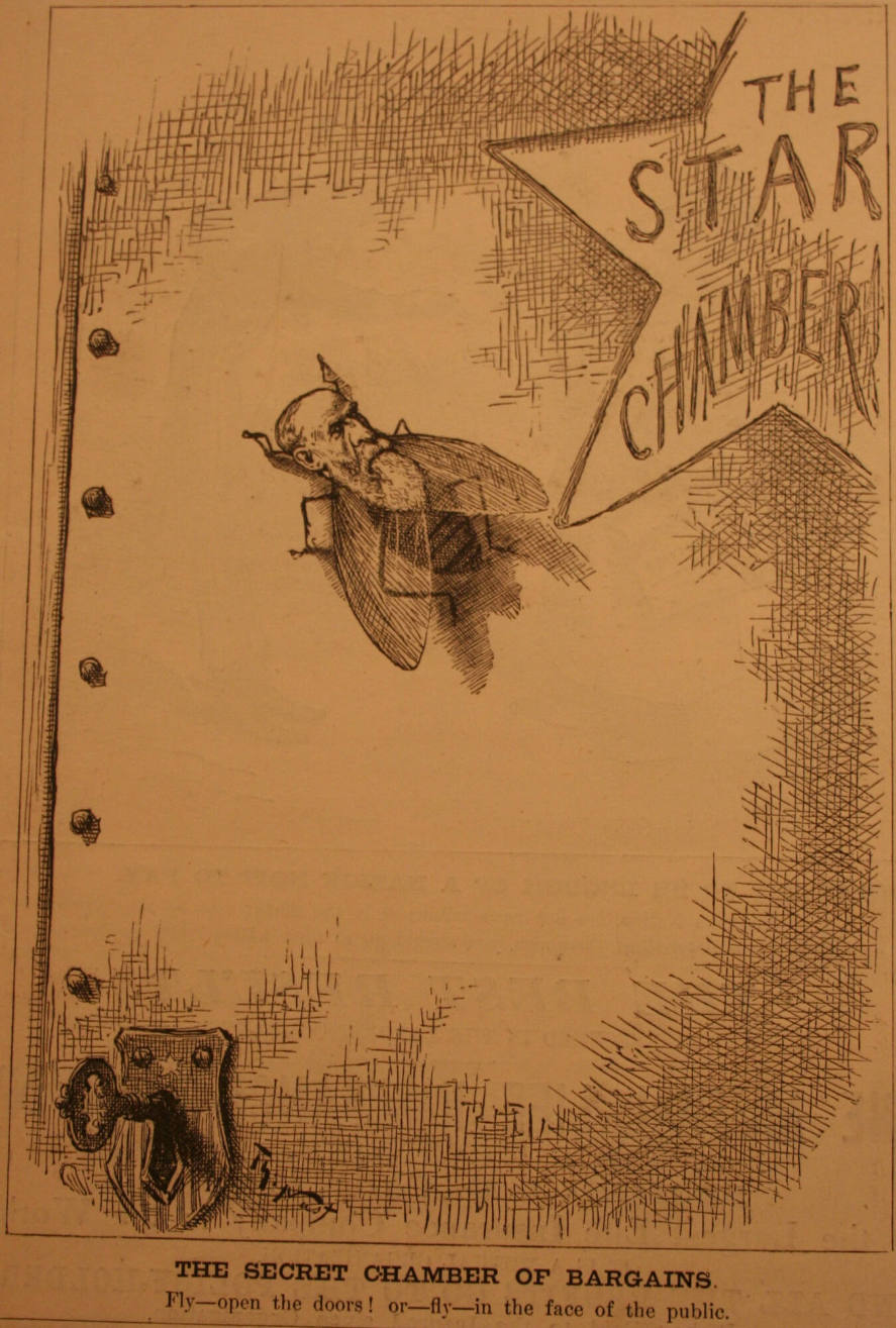 "Secret Chambers of Bargains" from Harper's Weekly, March 20, 1886