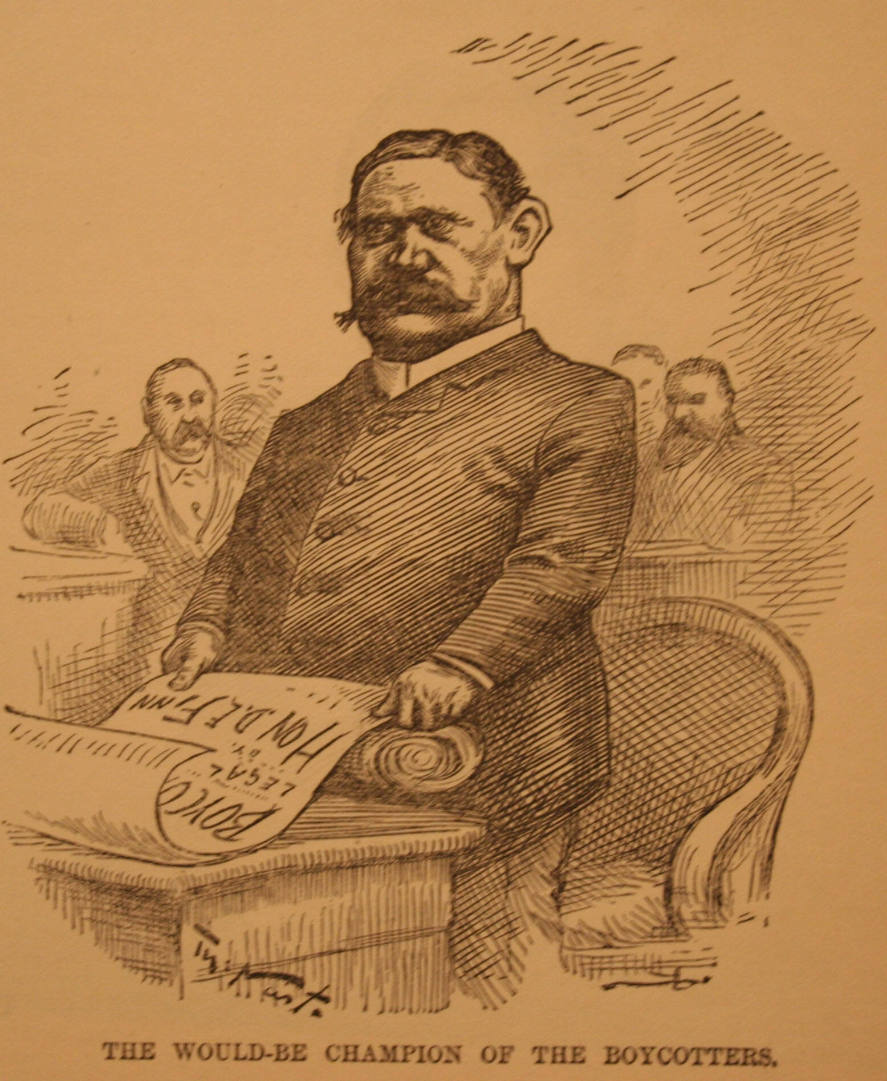 "Would-Be Champion Of The Boycot" from Harper's Weekly, May 29, 1886