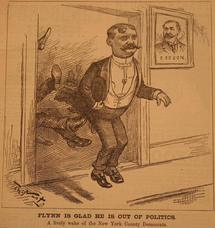 "Flynn Is Glad He Is Out" from Harper's Weekly, August 14, 1886