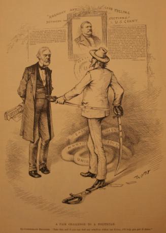 "A Fair Challenge To A Politician" from Harper's Weekly, September 12, 1885