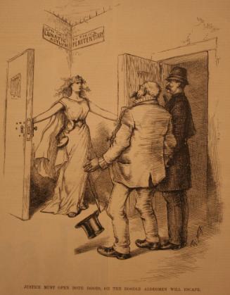 "Justice Must Open Both Doors" from Harper's Weekly, November 20, 1886