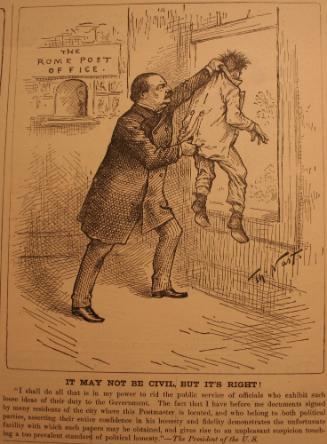 "It May Not Be Civil But Its Right" from Harper's Weekly, April 18, 1885